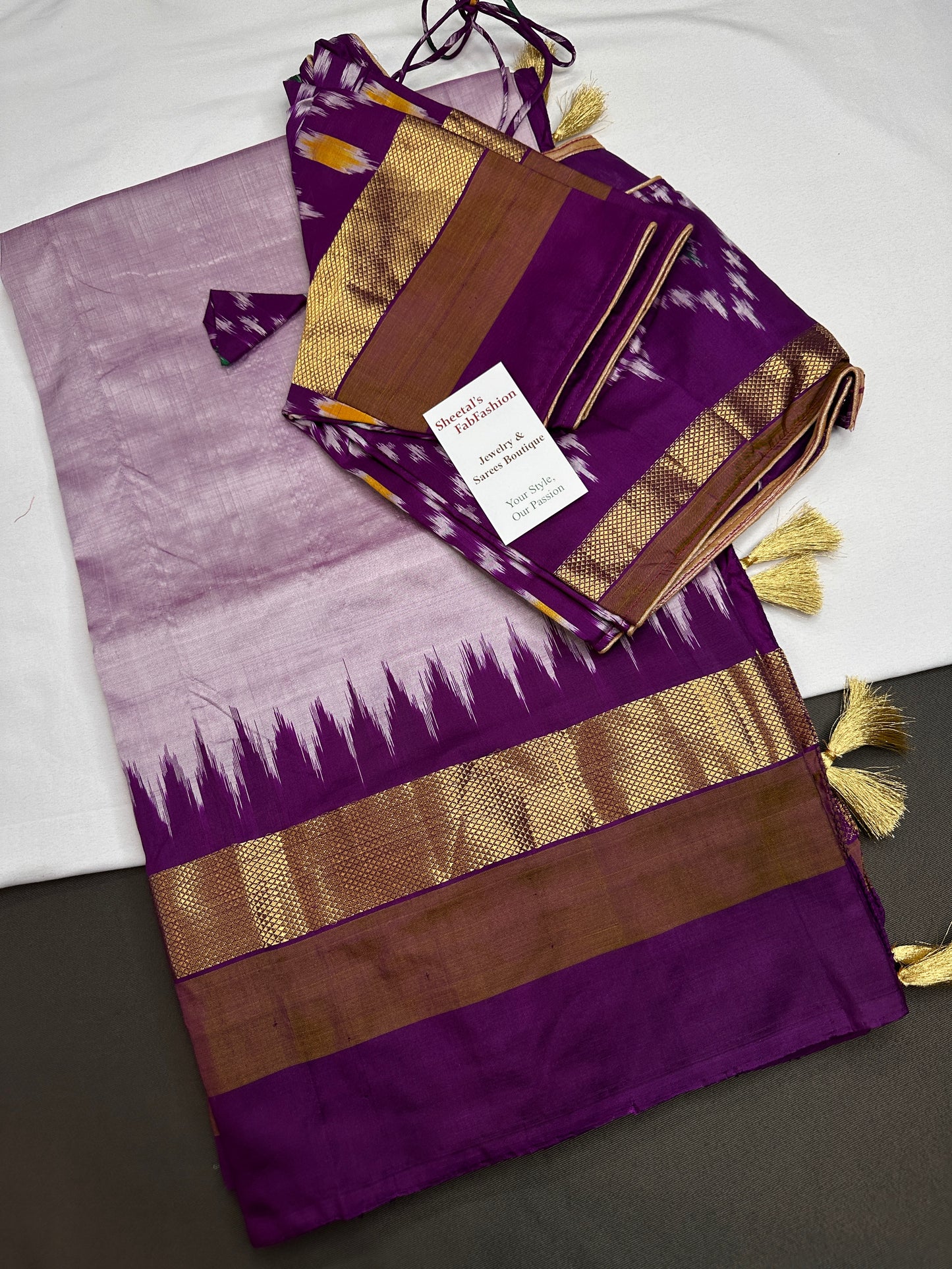 Pure Silk Handloom Pochampally Ikkat Purple Saree - 