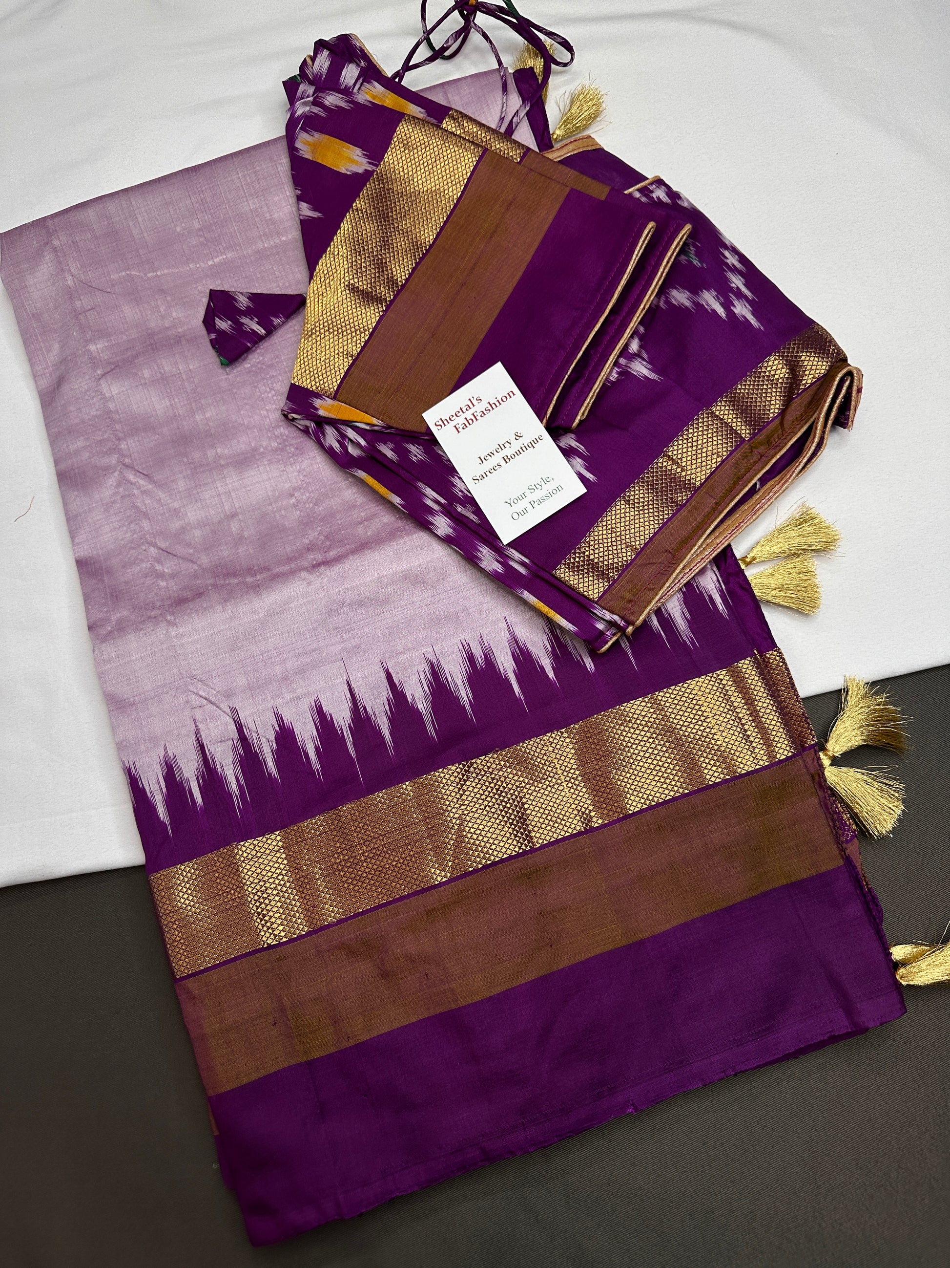 Pure Silk Handloom Pochampally Ikkat Purple Saree - 