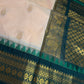 Gadwal Semi Silk Cream Green Small Border Saree - 