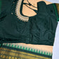 Gadwal Semi Silk Cream Green Small Border Saree - 