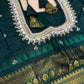 Gadwal Semi Silk Cream Green Small Border Saree - 