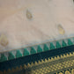 Gadwal Semi Silk Cream Green Small Border Saree - 