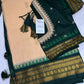 Gadwal Semi Silk Cream Green Small Border Saree - 