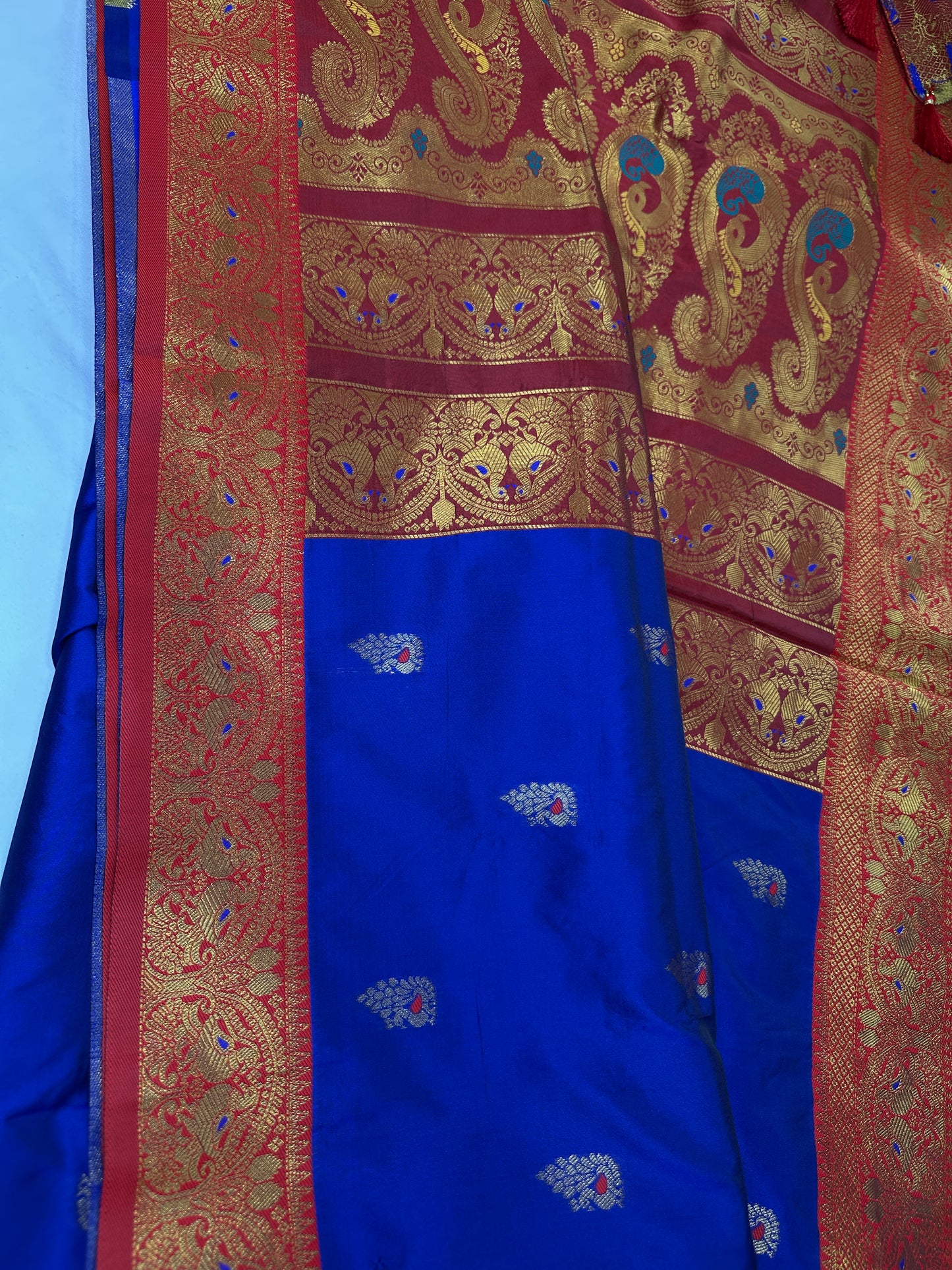 Blue Purple Paithani Silk Saree - 
