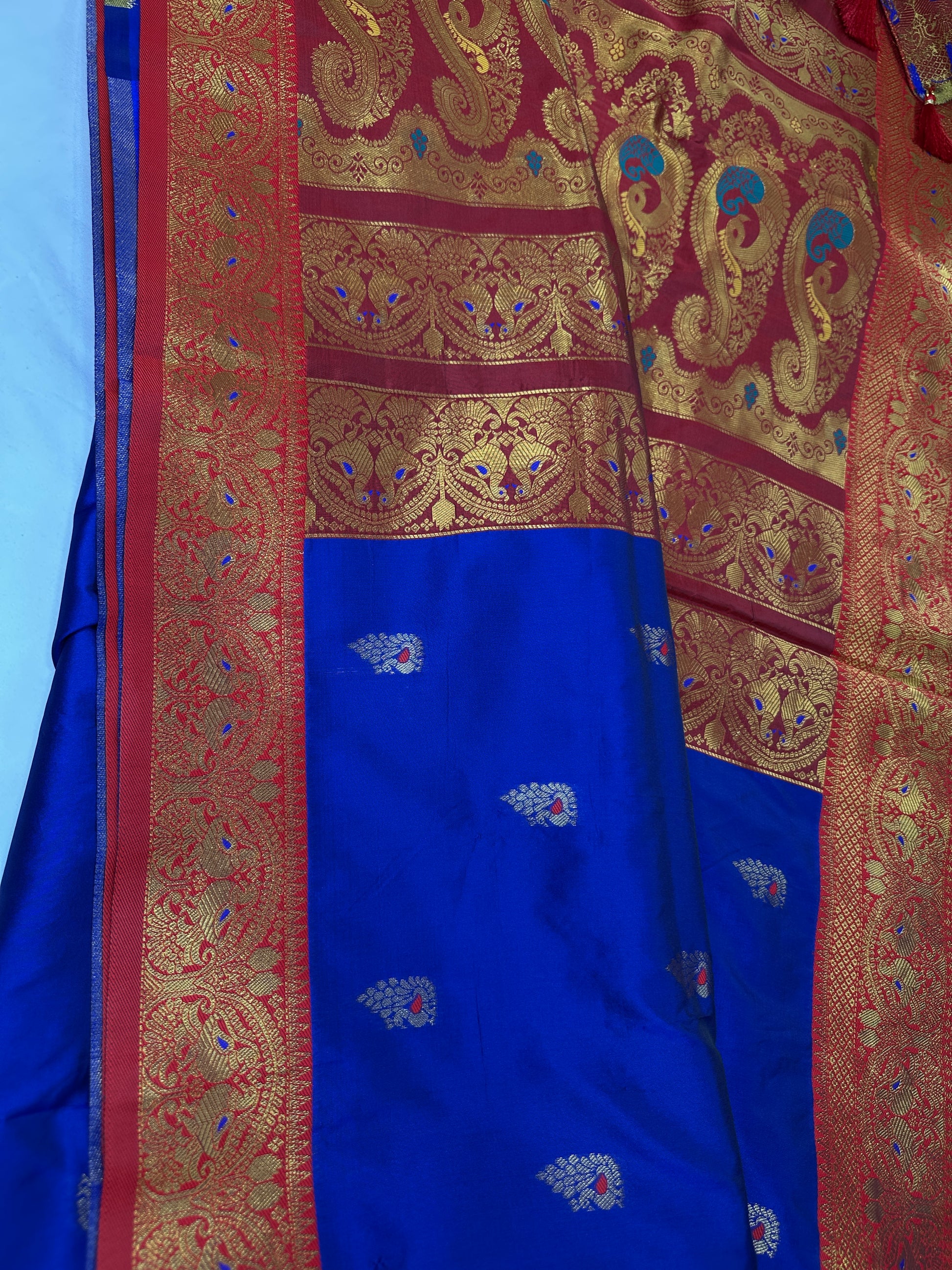 Blue Purple Paithani Silk Saree - 