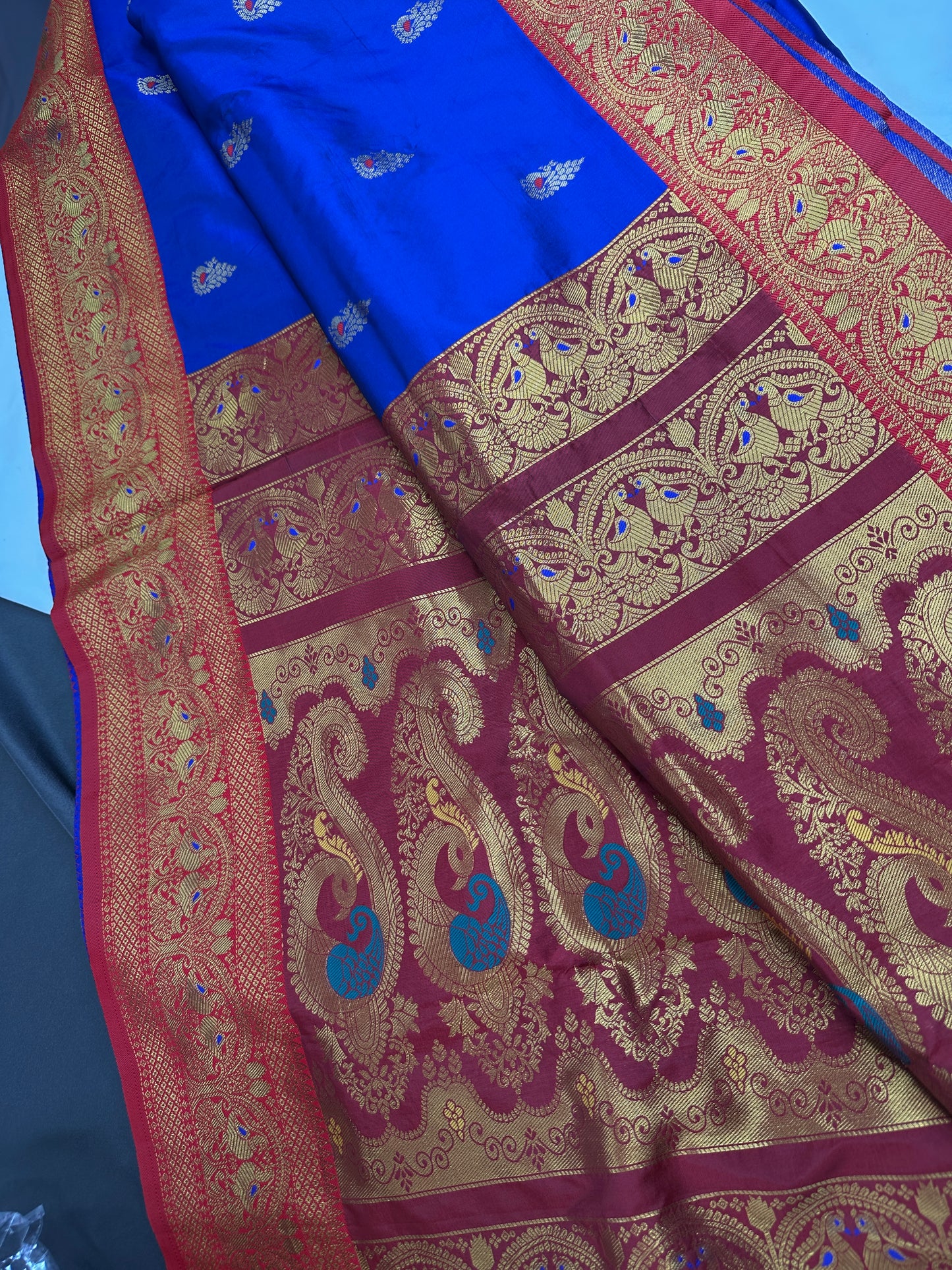 Blue Purple Paithani Silk Saree - 