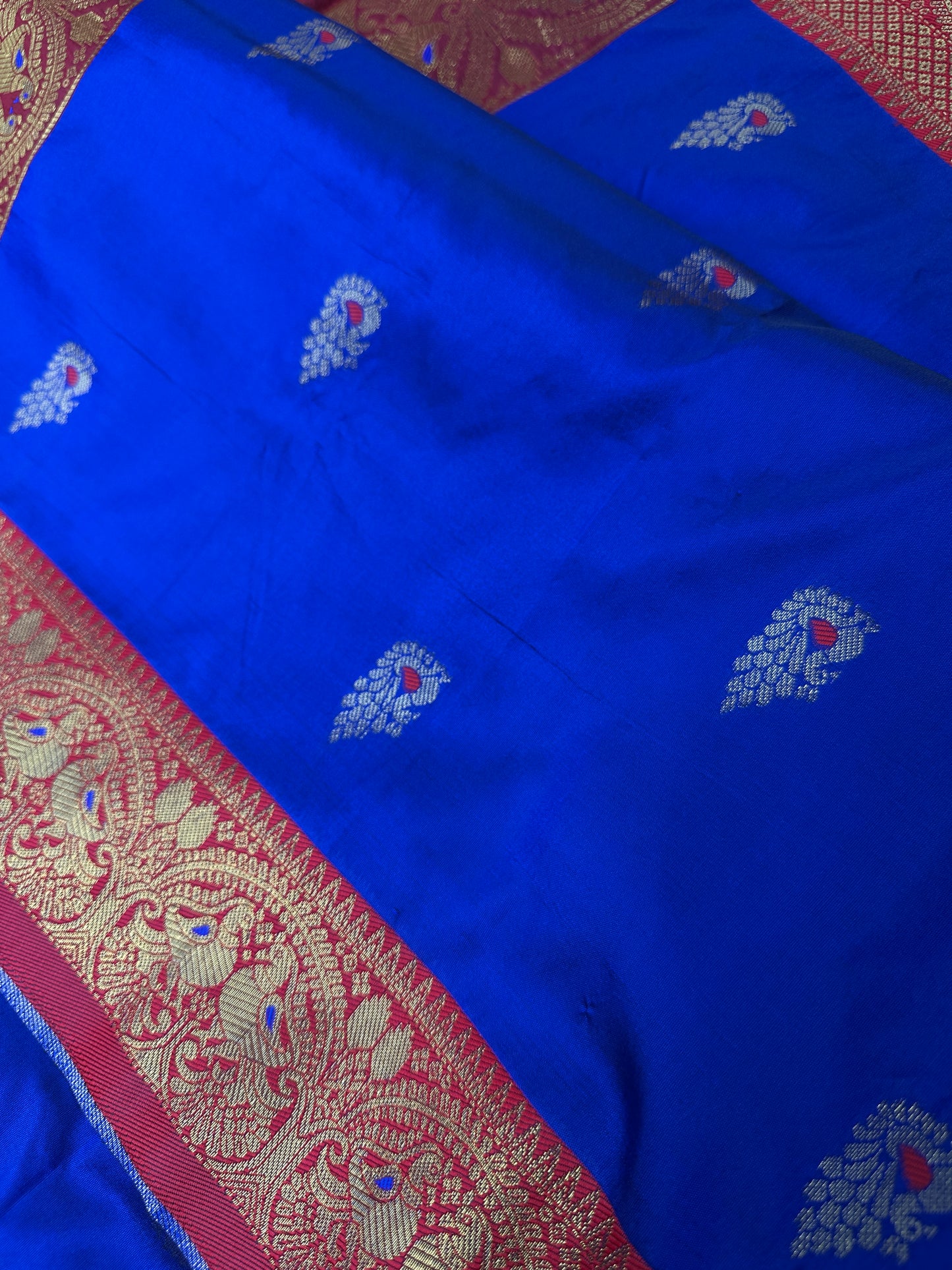 Blue Purple Paithani Silk Saree - 