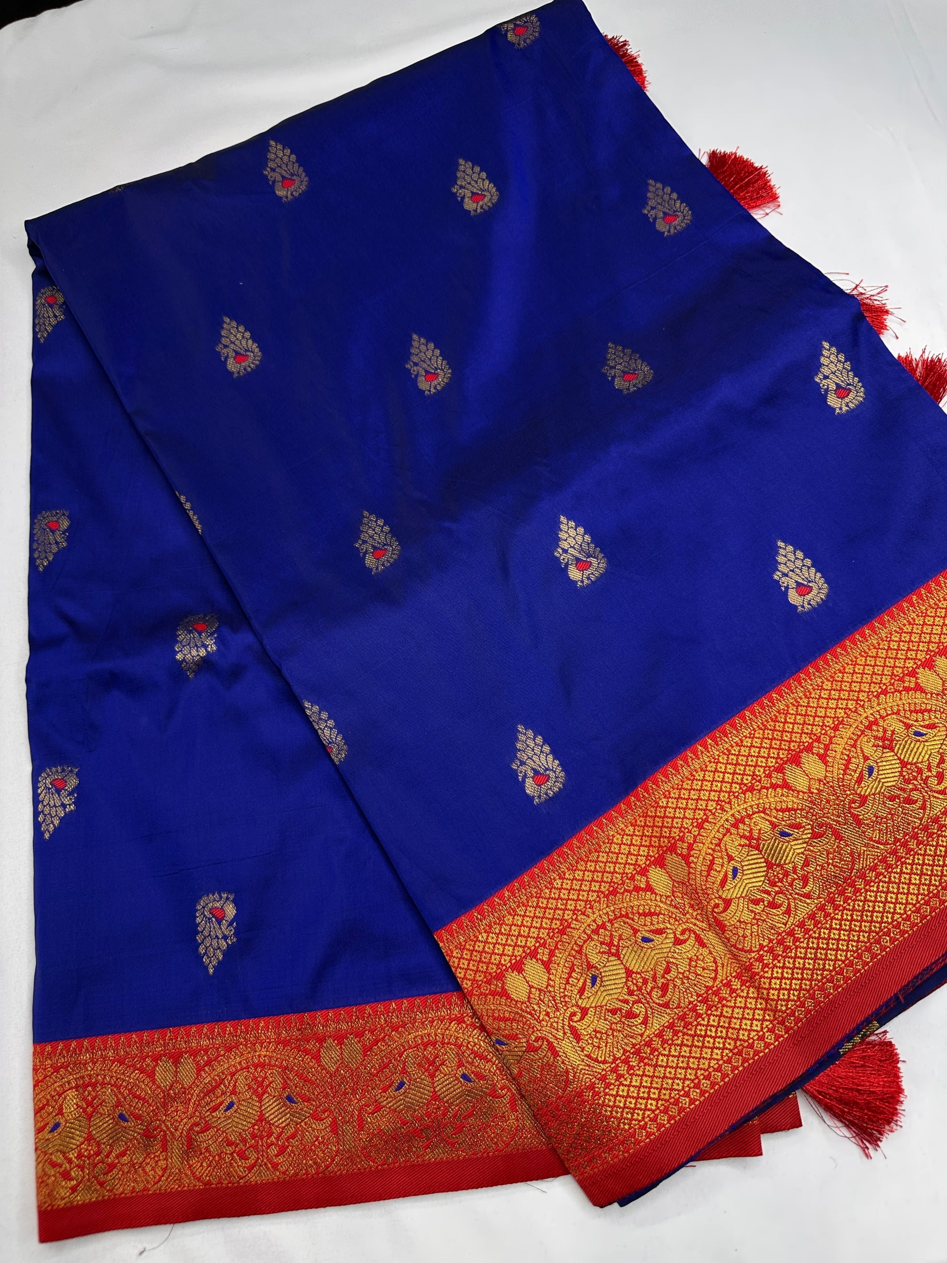 Blue Purple Paithani Silk Saree - 