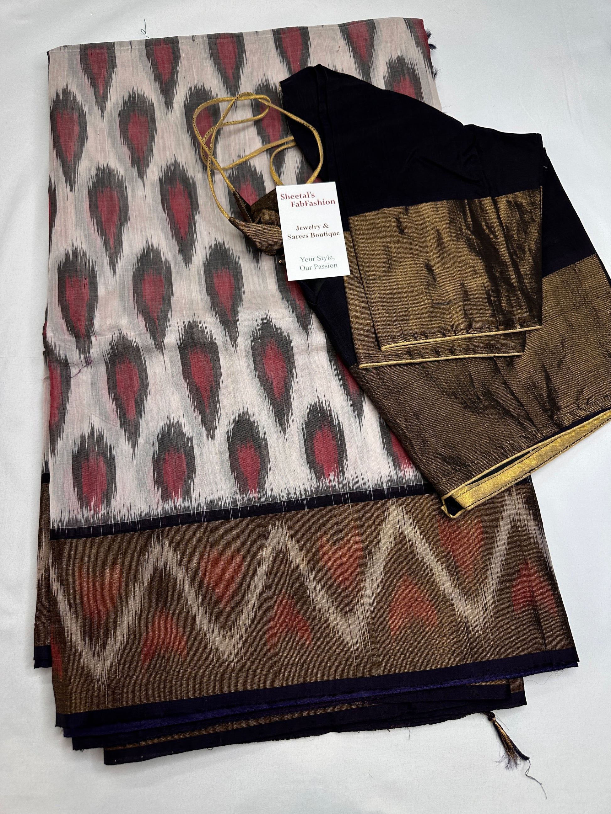 Pure Cotton Silk Pochampally Beige Ikkat Saree - 