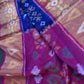 Pure Cotton Silk Pochampally Blue Pink Ikkat Saree - 