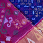 Pure Cotton Silk Pochampally Blue Pink Ikkat Saree - 