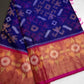 Pure Cotton Silk Pochampally Blue Pink Ikkat Saree - 