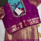 Semi Kanchi Palki Bharat Blue Checks Saree - 
