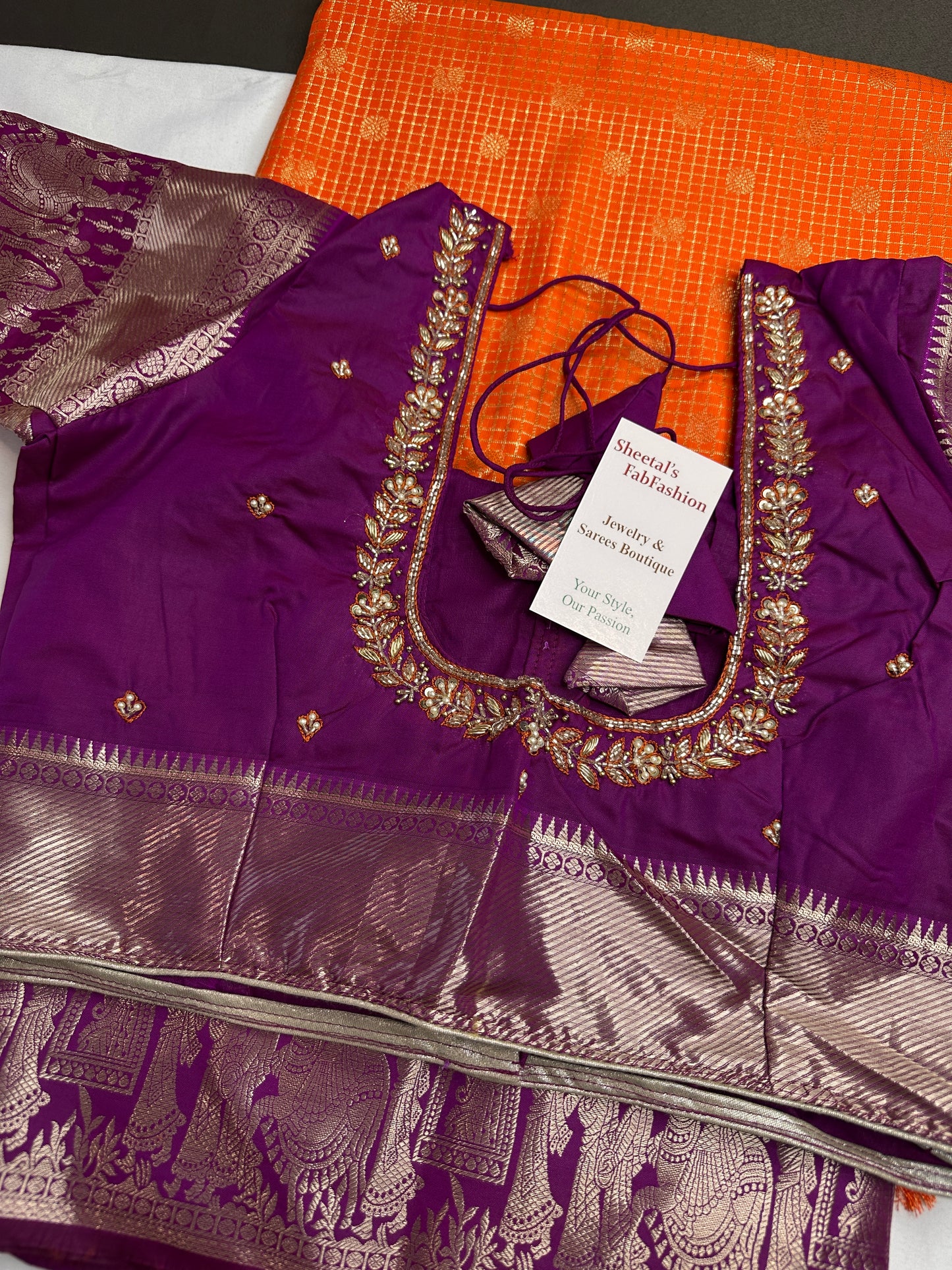 Semi Kanchi Palki Bharat Orange Saree - 
