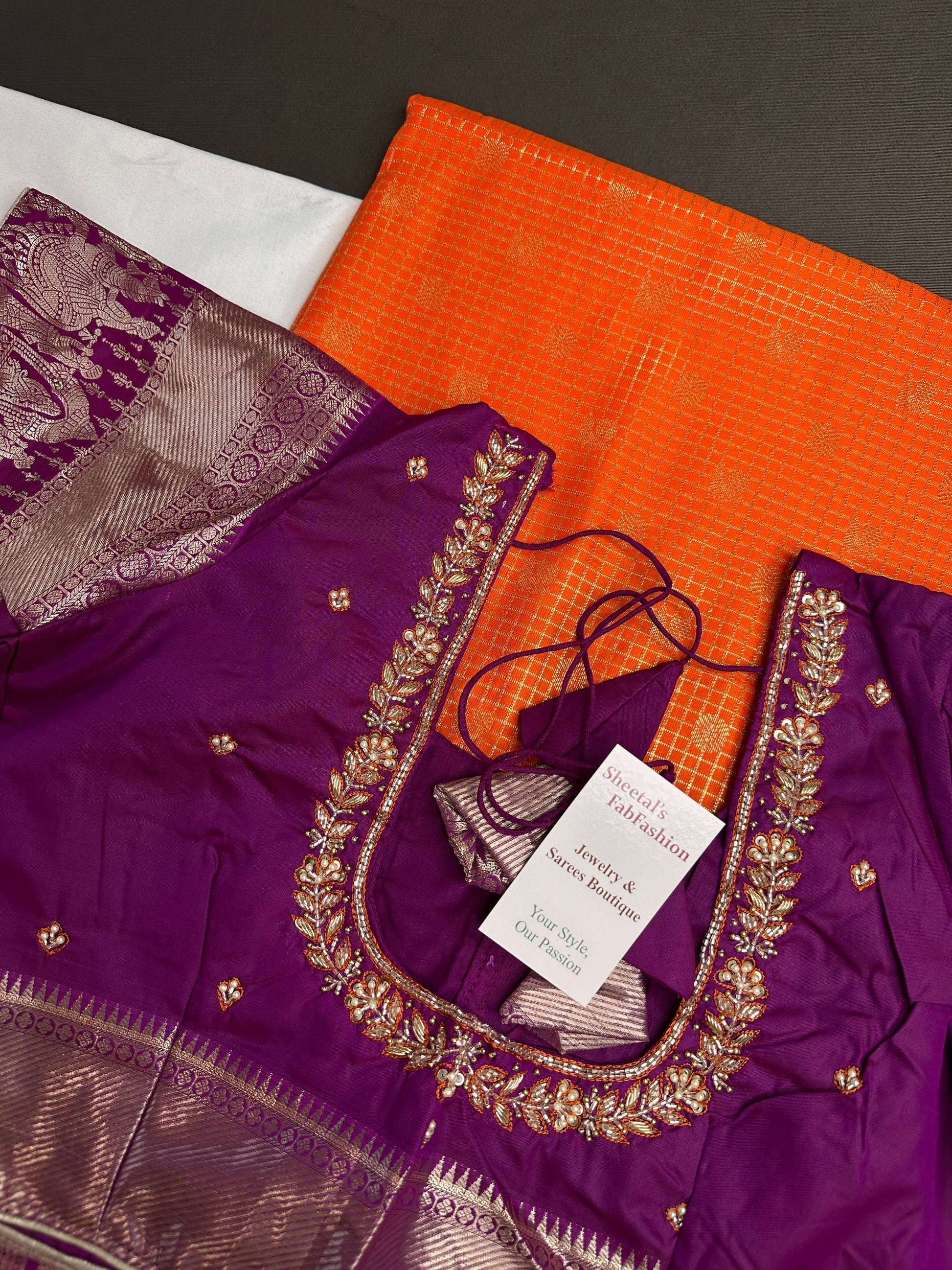 Semi Kanchi Palki Bharat Orange Saree - 