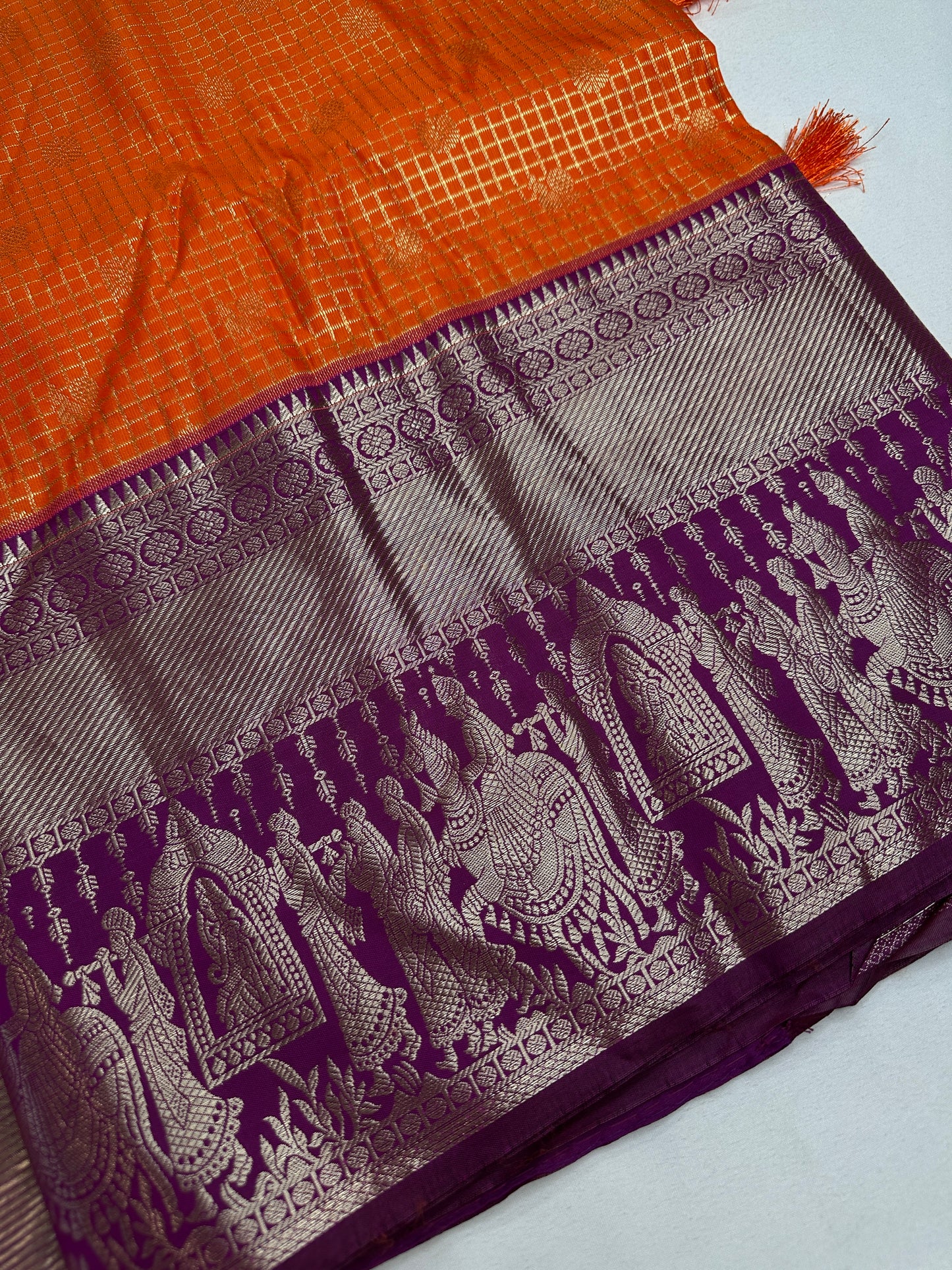 Semi Kanchi Palki Bharat Orange Saree - 