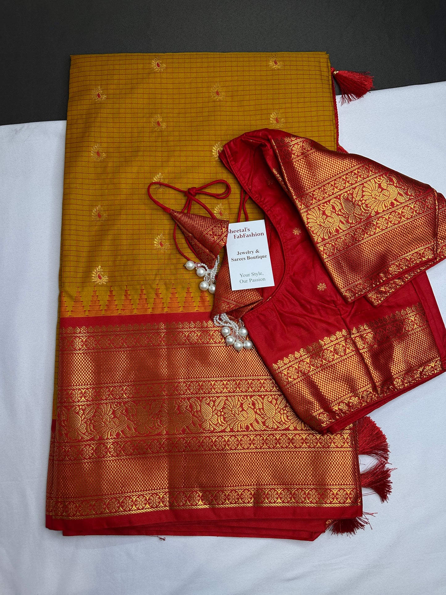 Semi Gadwal Mustard Red Saree - 