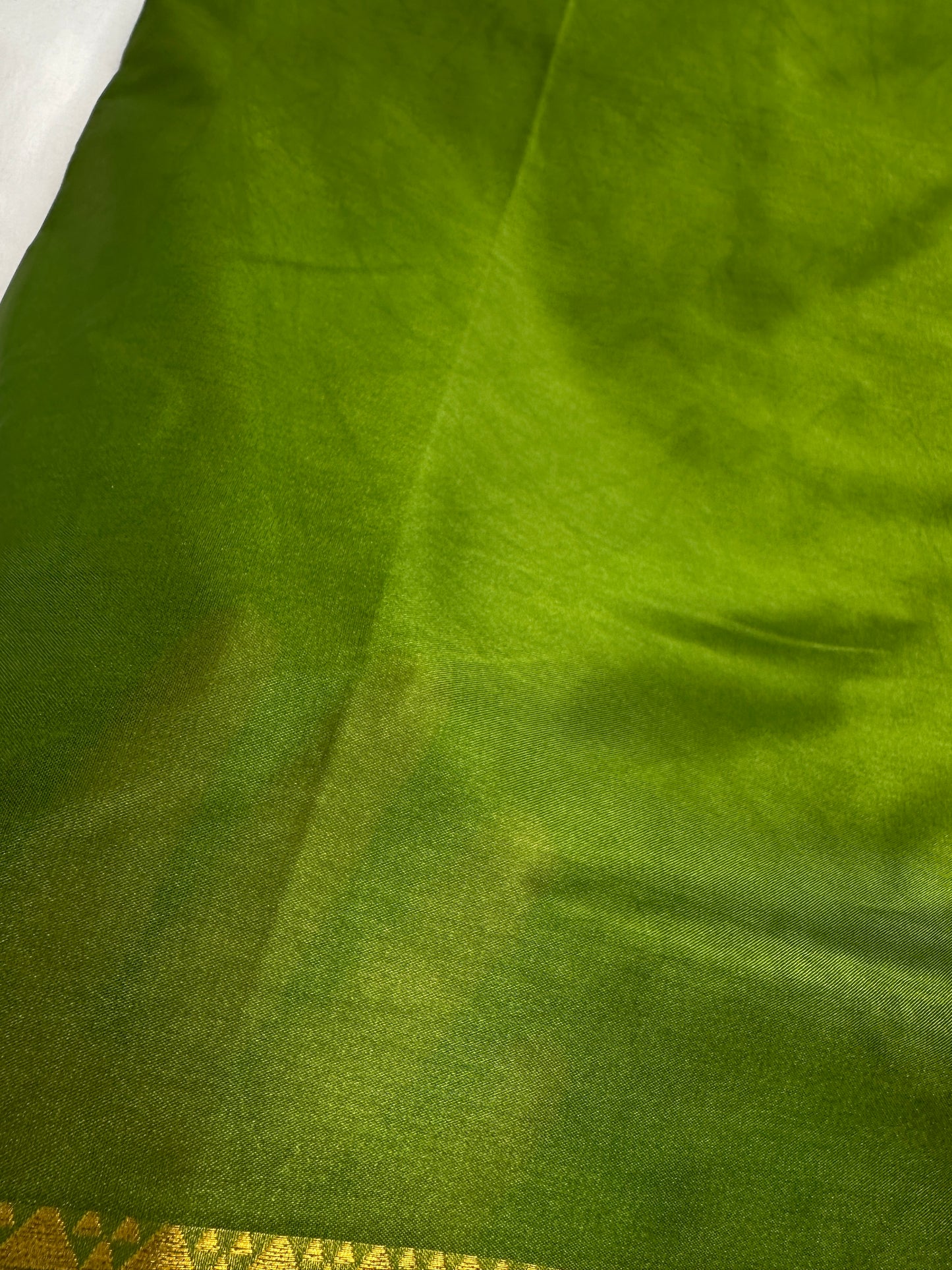 Mysore Crepe Green Semi Silk with 2 Blouses - 