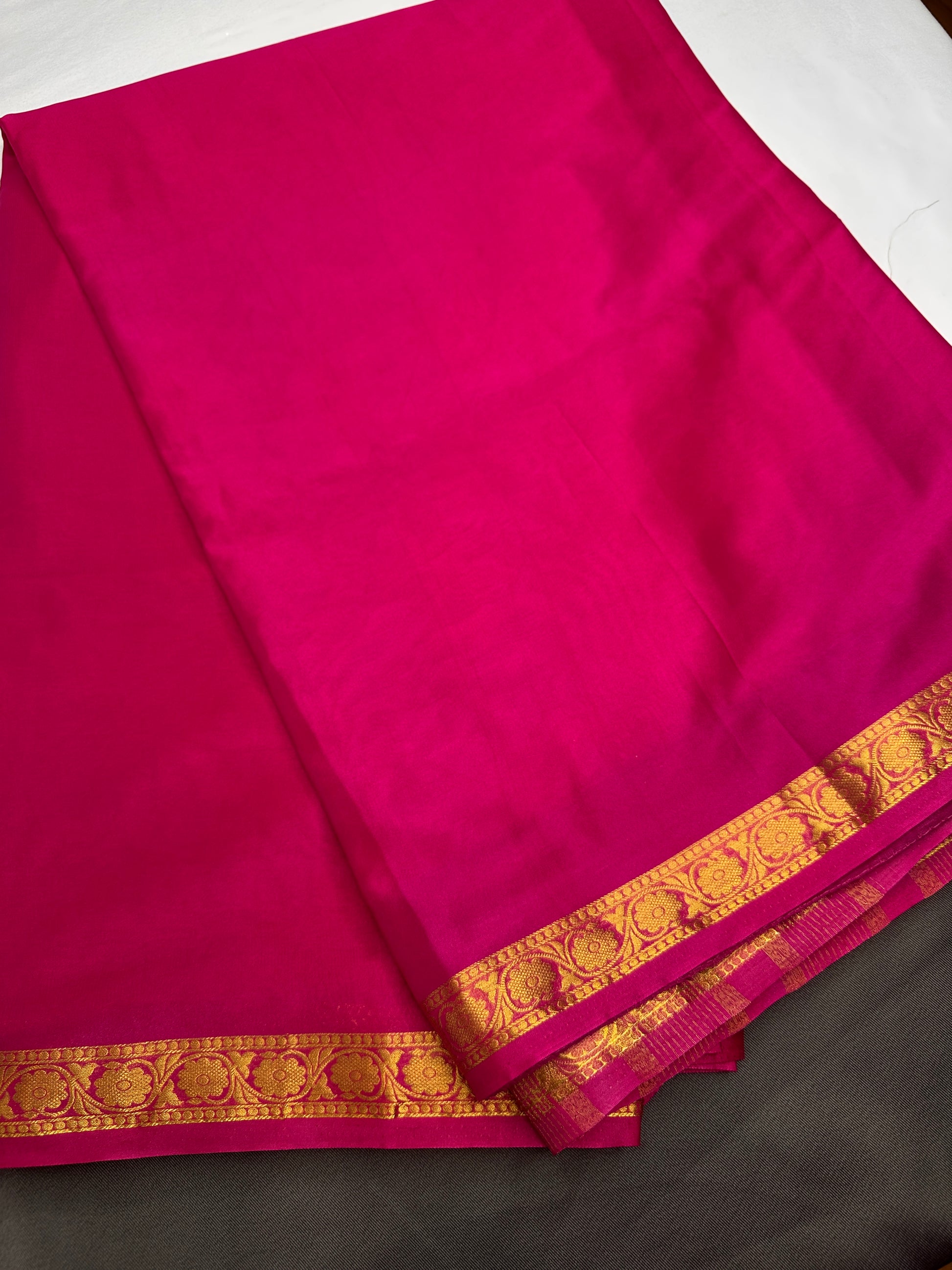Mysore Crepe Pink Semi Silk with 2 Blouses - 