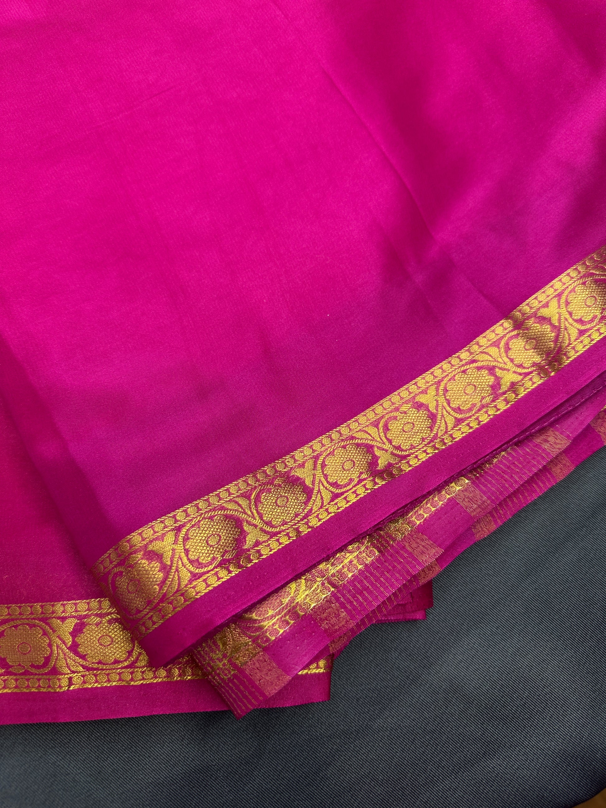 Mysore Crepe Pink Semi Silk with 2 Blouses - 