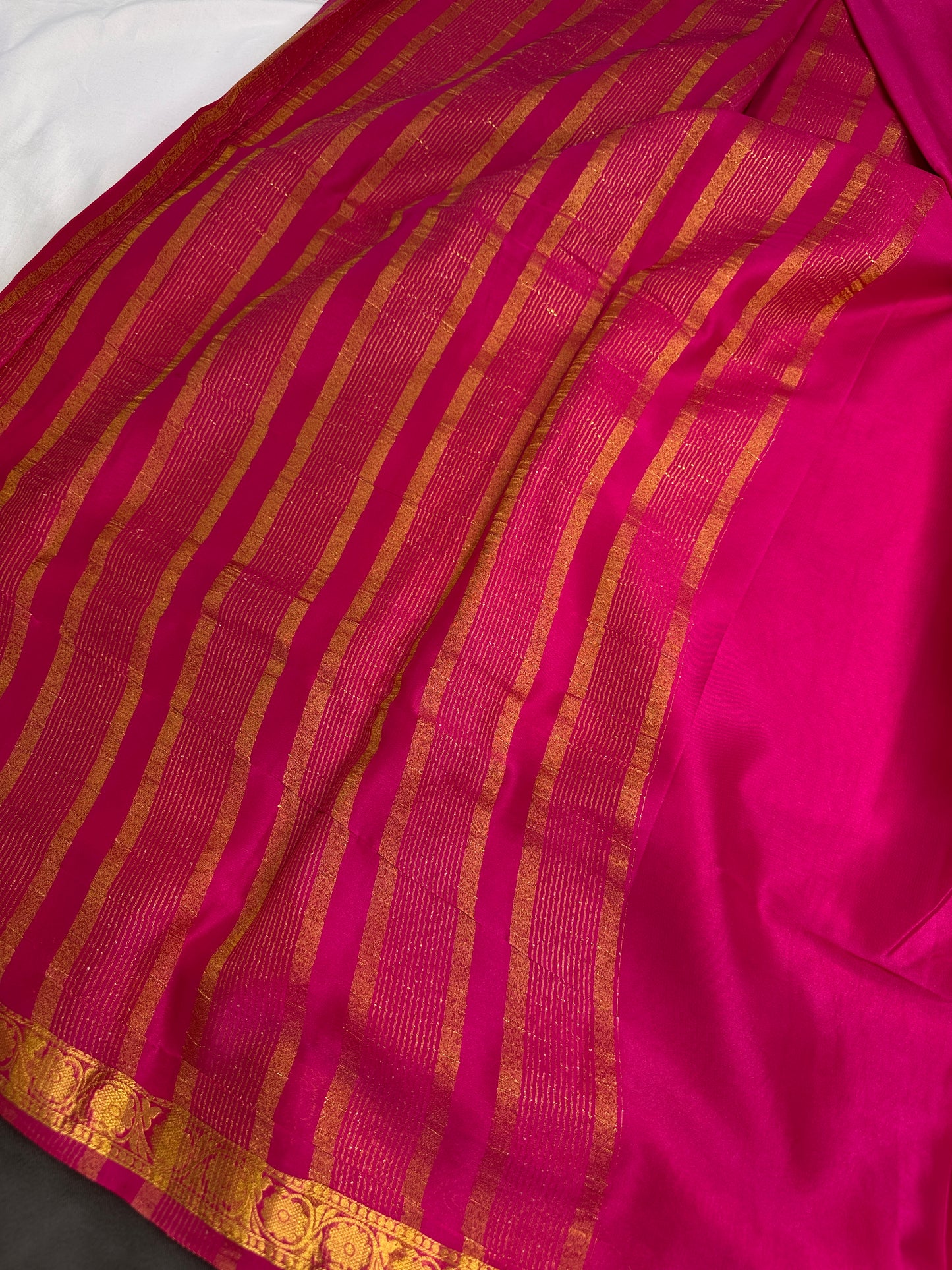Mysore Crepe Pink Semi Silk with 2 Blouses - 
