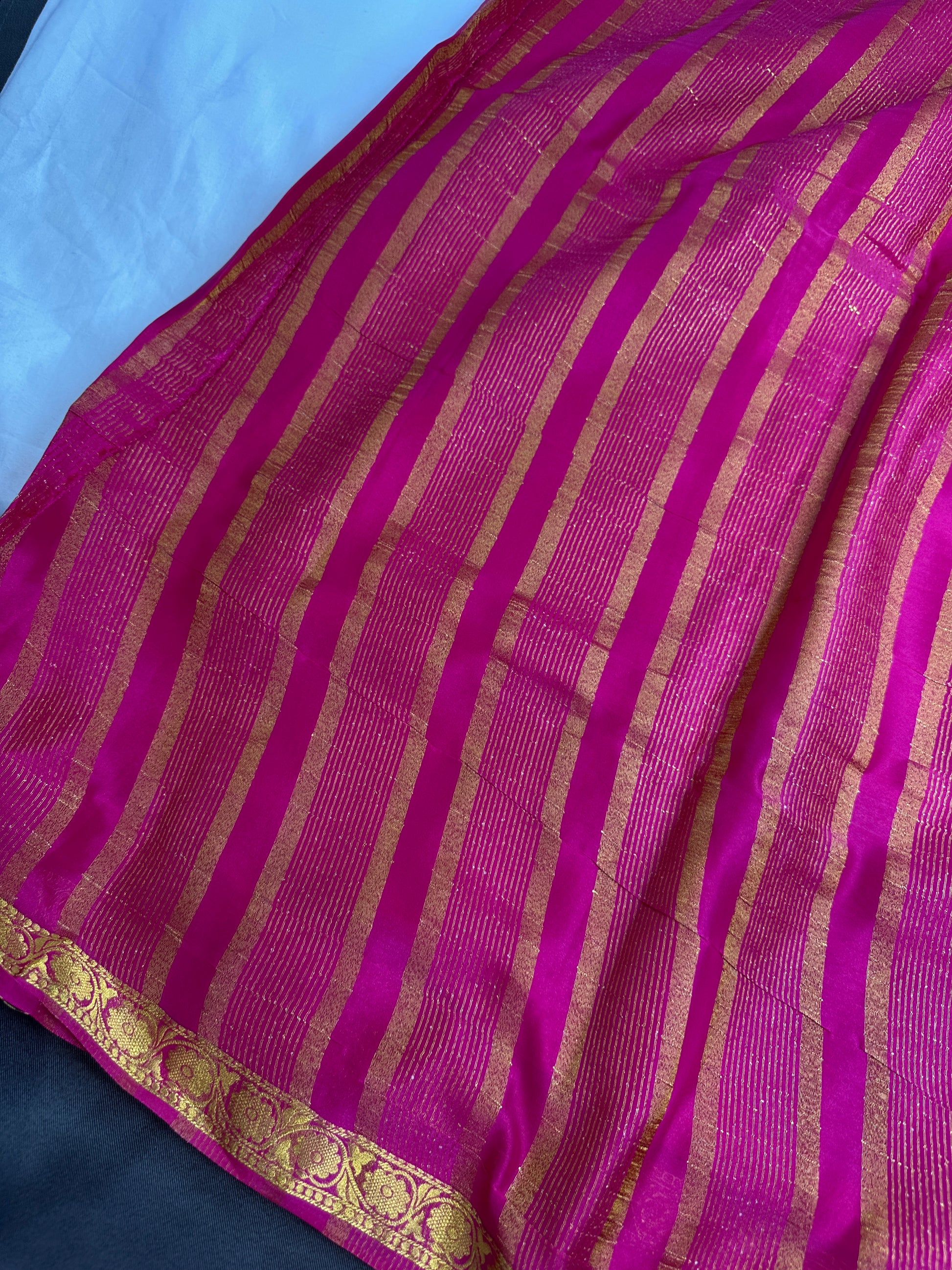 Mysore Crepe Pink Semi Silk with 2 Blouses - 
