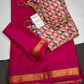 Mysore Crepe Pink Semi Silk with 2 Blouses - 