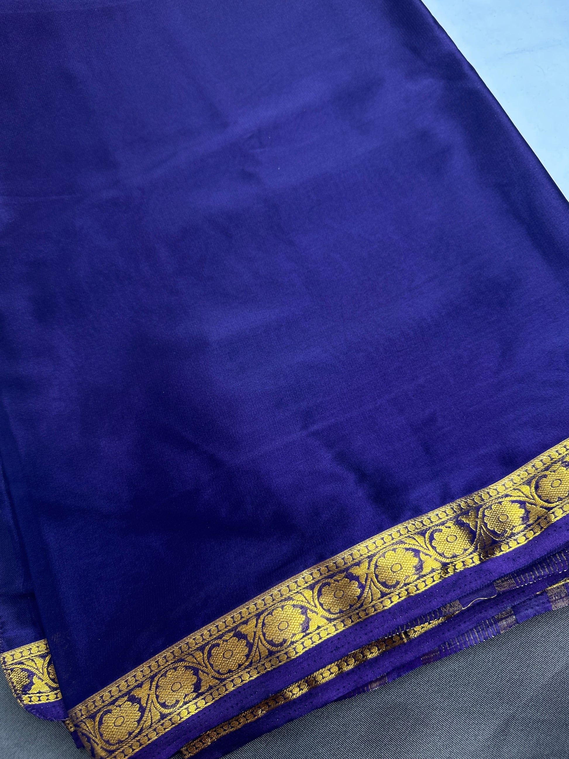 Mysore Crepe Purple Semi Silk with 2 Blouses - 