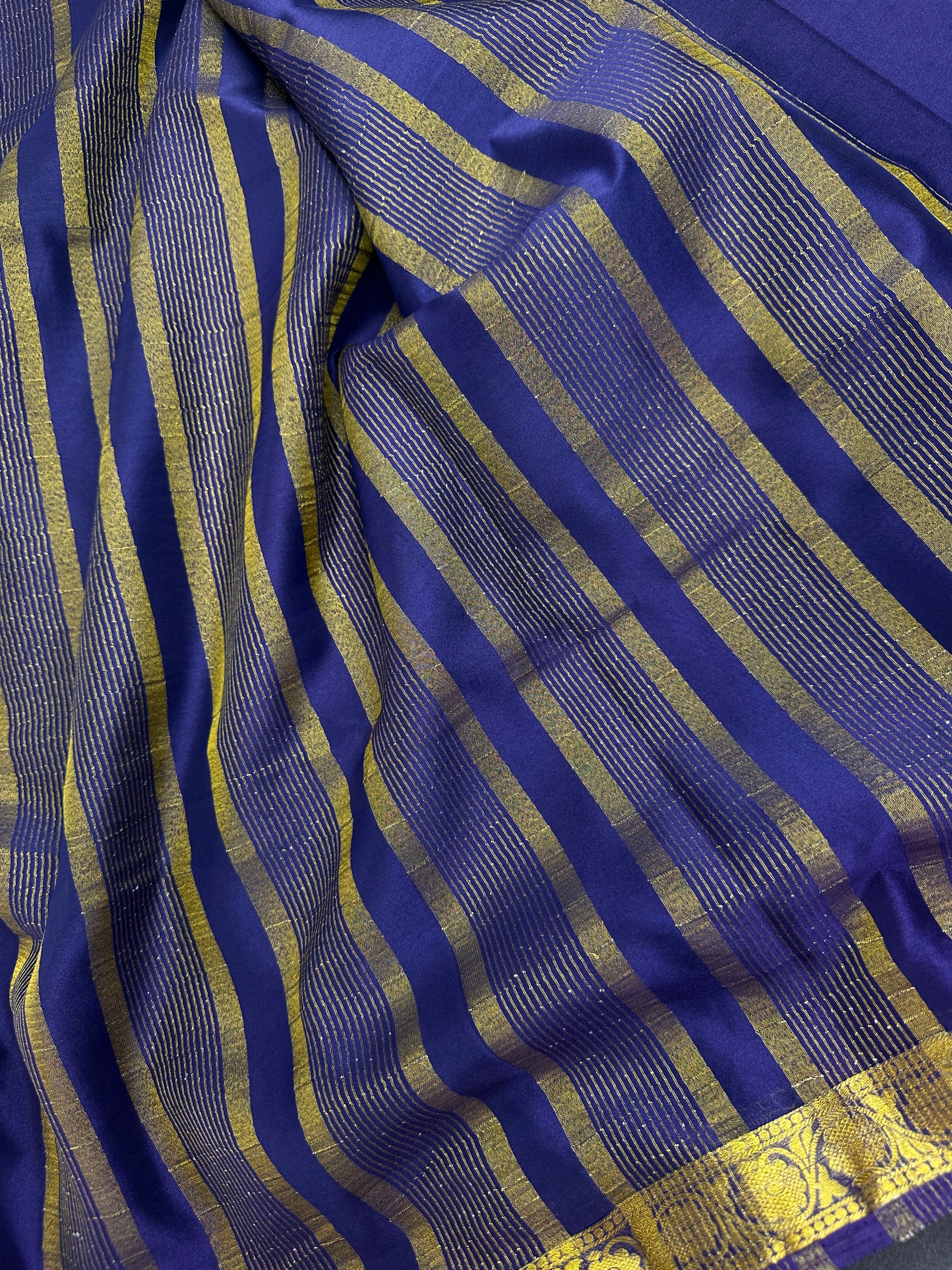 Mysore Crepe Purple Semi Silk with 2 Blouses - 