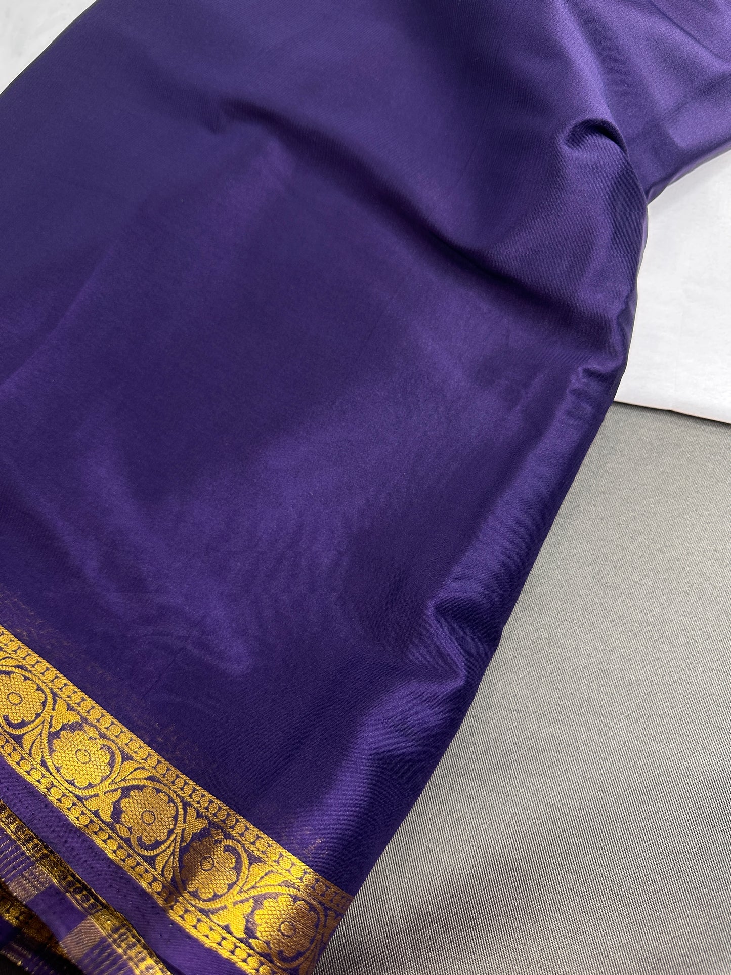 Mysore Crepe Purple Semi Silk with 2 Blouses - 