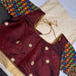 Mysore Crepe Cream Semi Silk with 2 Blouses - 