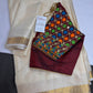 Mysore Crepe Cream Semi Silk with 2 Blouses - 