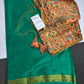 Mysore Crepe Green Semi Silk with 2 Blouses - 