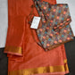 Mysore Crepe Peach Semi Silk with 2 Blouses - 