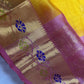 Pure Venkatgiri Handloom Yellow Pink Silk Saree - 