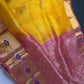 Pure Venkatgiri Handloom Yellow Pink Silk Saree - 