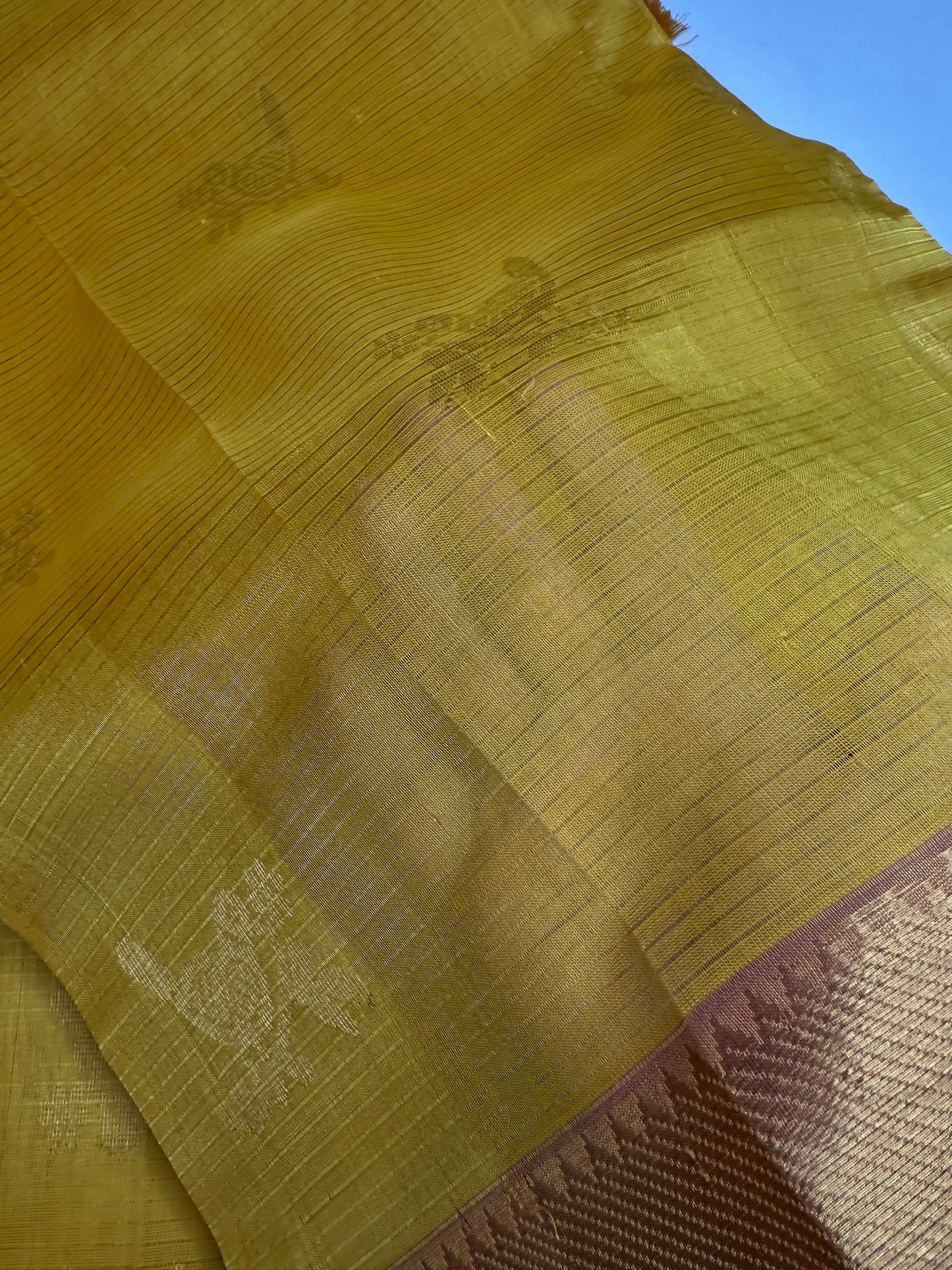 Pure Venkatgiri Handloom Yellow Pink Silk Saree - 