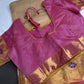 Pure Venkatgiri Handloom Beige Pink Silk Saree - 