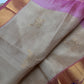 Pure Venkatgiri Handloom Beige Pink Silk Saree - 