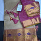 Pure Venkatgiri Handloom Beige Pink Silk Saree - 