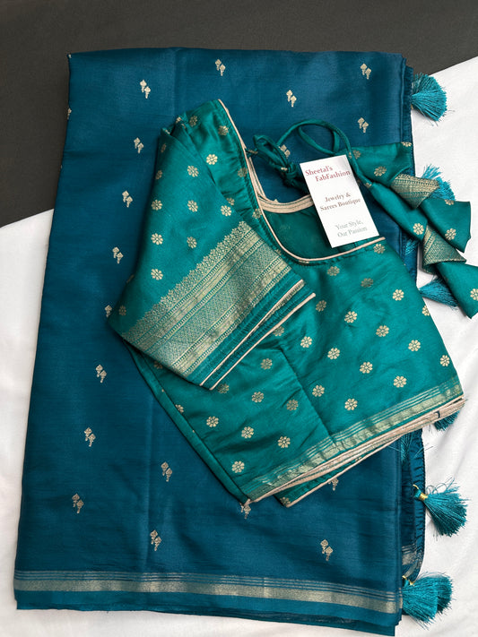 Soft Silk Teal Green Saree - 