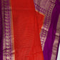 Banarsi Crepe Small Checks Orange Saree - 