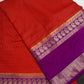 Banarsi Crepe Small Checks Orange Saree - 