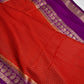 Banarsi Crepe Small Checks Orange Saree - 