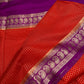 Banarsi Crepe Small Checks Orange Saree - 