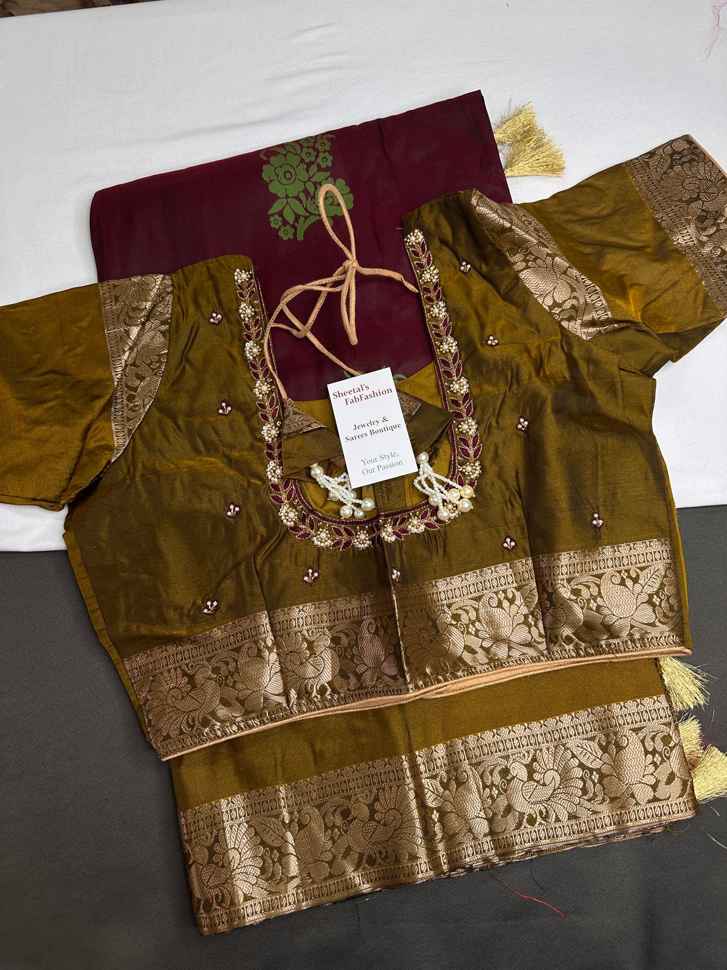 Gap Border Mangalgiri Semi Maroon Green Sillk Saree - 