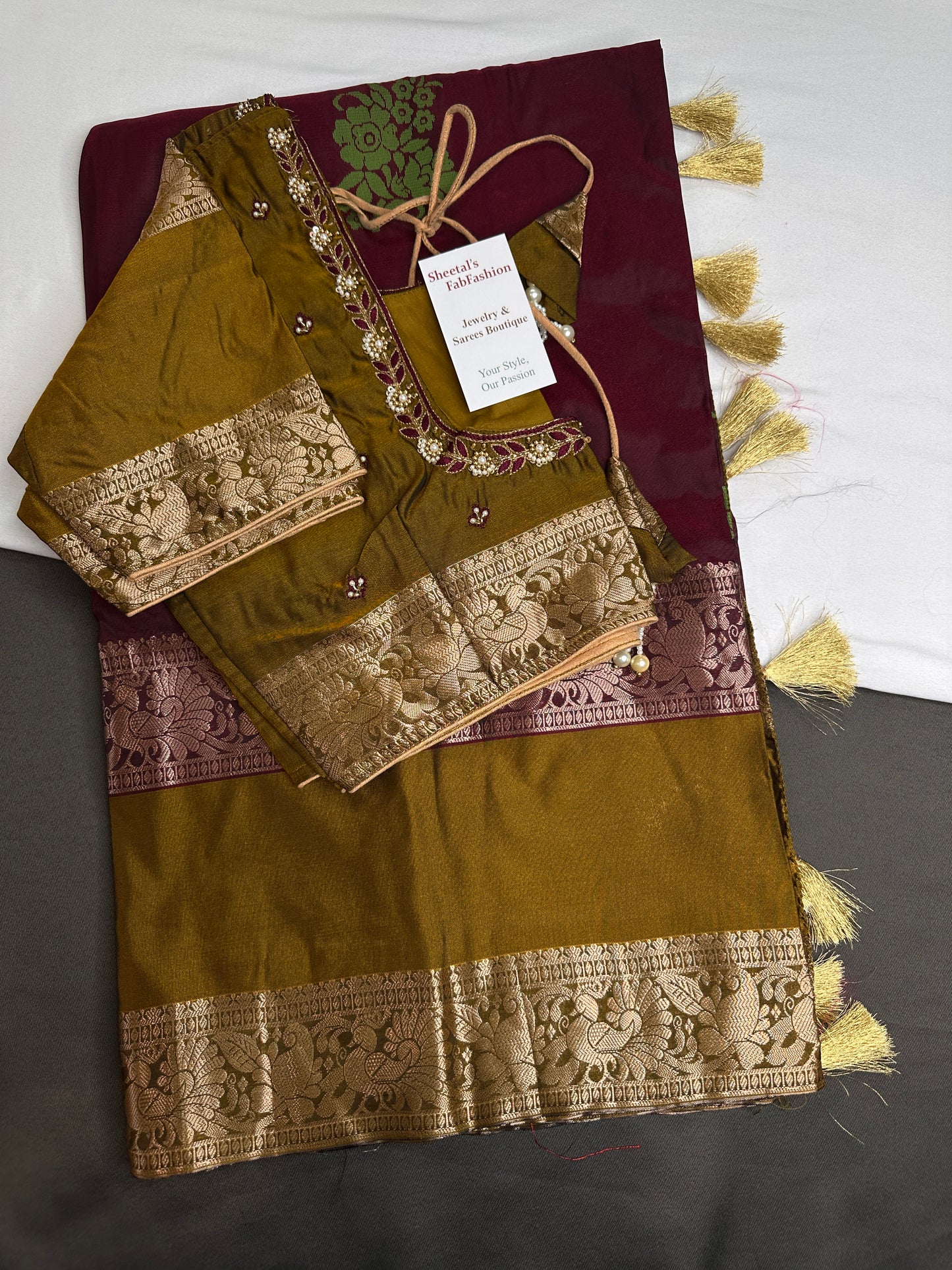 Gap Border Mangalgiri Semi Maroon Green Sillk Saree - 