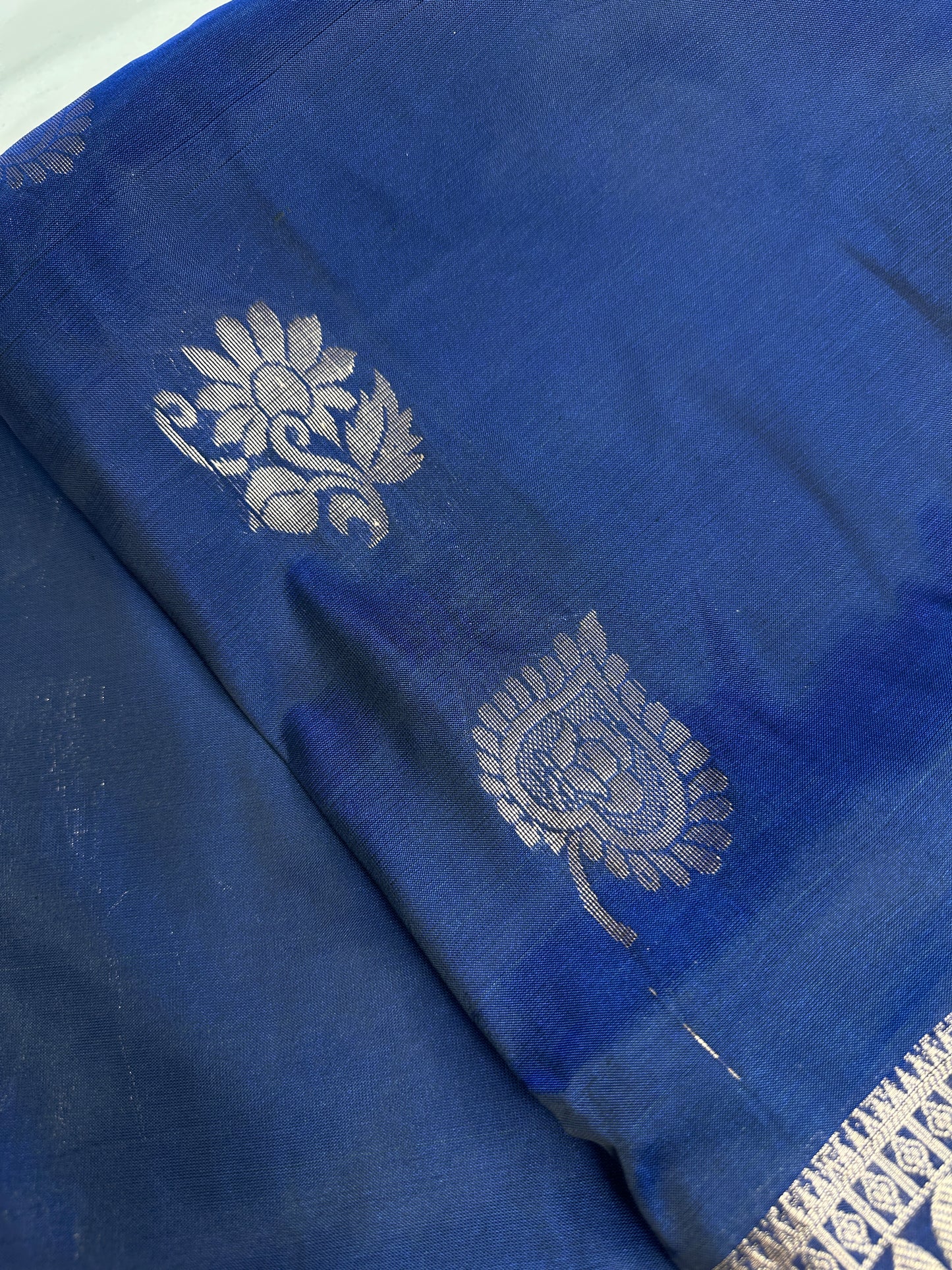 Gap Border Mangalgiri Semi Blue Sillk Saree - 