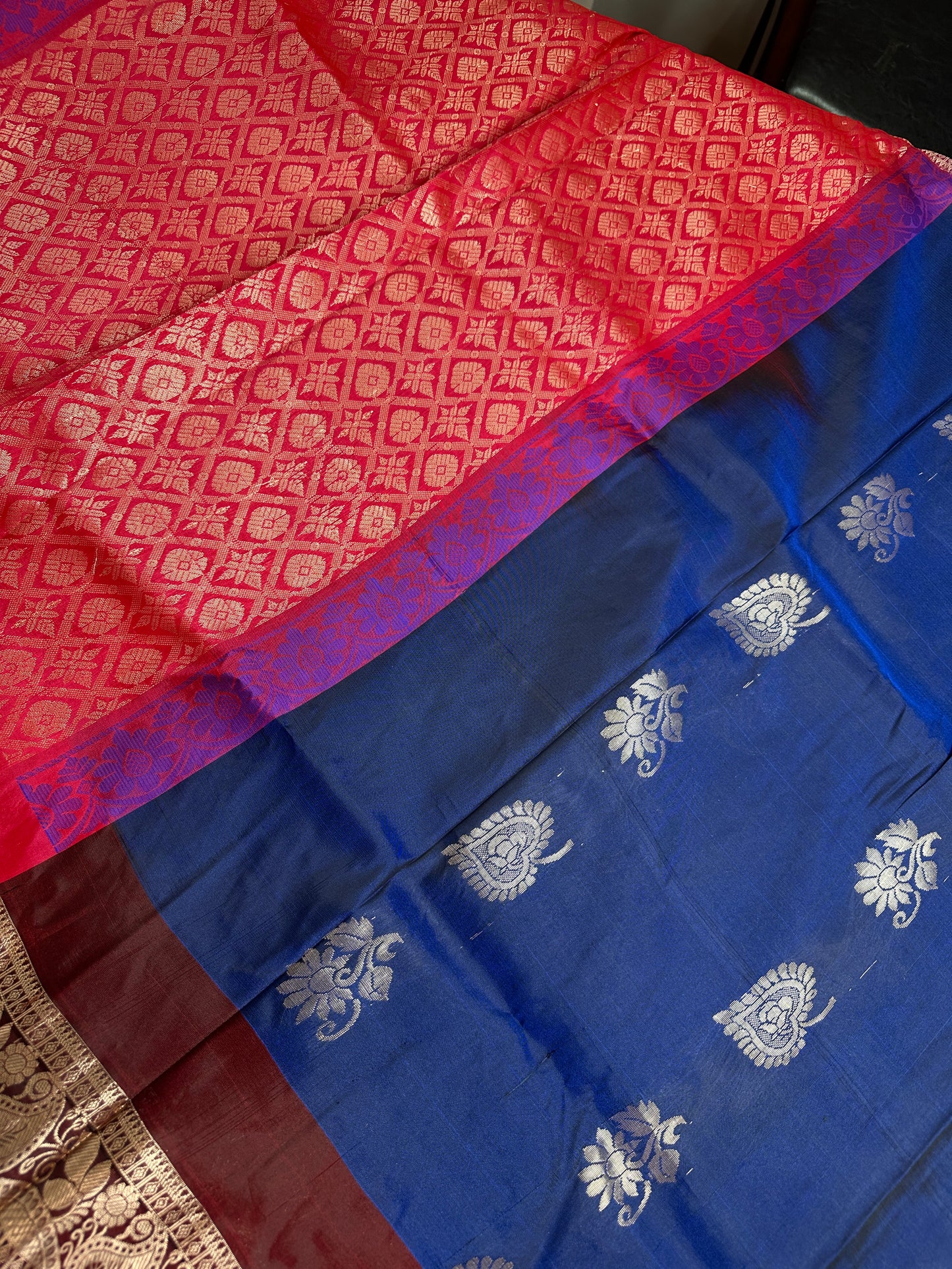 Gap Border Mangalgiri Semi Blue Sillk Saree - 