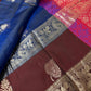 Gap Border Mangalgiri Semi Blue Sillk Saree - 